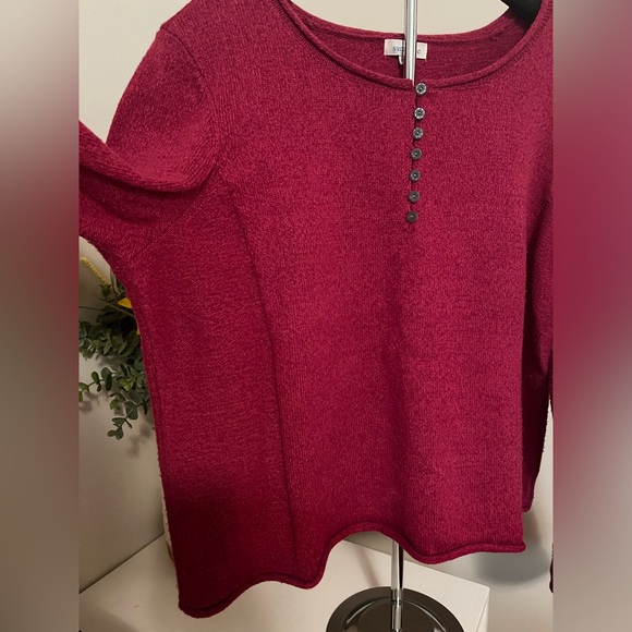 Sundance Raspberry Button-Accent Silk Blend Sweater PXL - Picture 3 of 6
